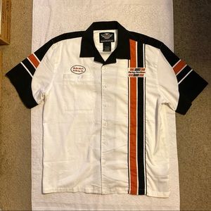 -Vintage Harley Davidson Collar ButtonDown T-shirt